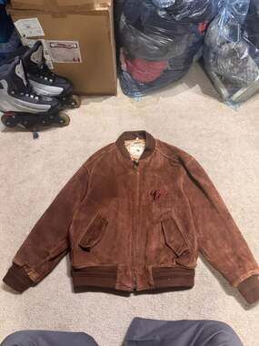Vintage Pepe Co Goods Brown Suede Bomber Jacket